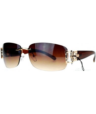 Rimless Womens Designer Sunglasses Rimless Rectangular Fashion Eyewear - Brown - CW189LUS265 $19.60