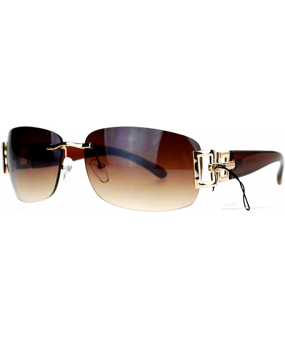 Rimless Womens Designer Sunglasses Rimless Rectangular Fashion Eyewear - Brown - CW189LUS265 $19.60