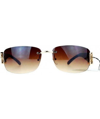 Rimless Womens Designer Sunglasses Rimless Rectangular Fashion Eyewear - Brown - CW189LUS265 $19.60