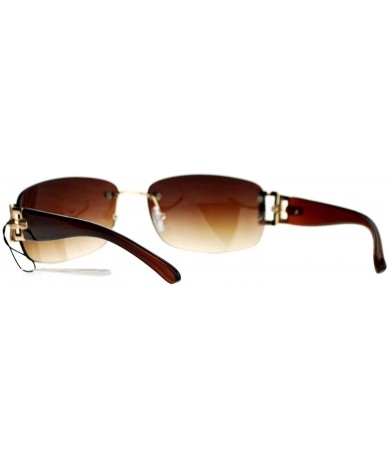 Rimless Womens Designer Sunglasses Rimless Rectangular Fashion Eyewear - Brown - CW189LUS265 $19.60