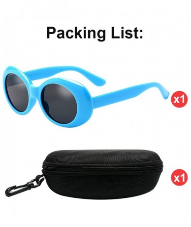 Goggle Ultra Thin Small Oval Glasses Ladies Round Sunglasses Blocking Glare Goggles - Blue - CP18CYSUN7A $30.58