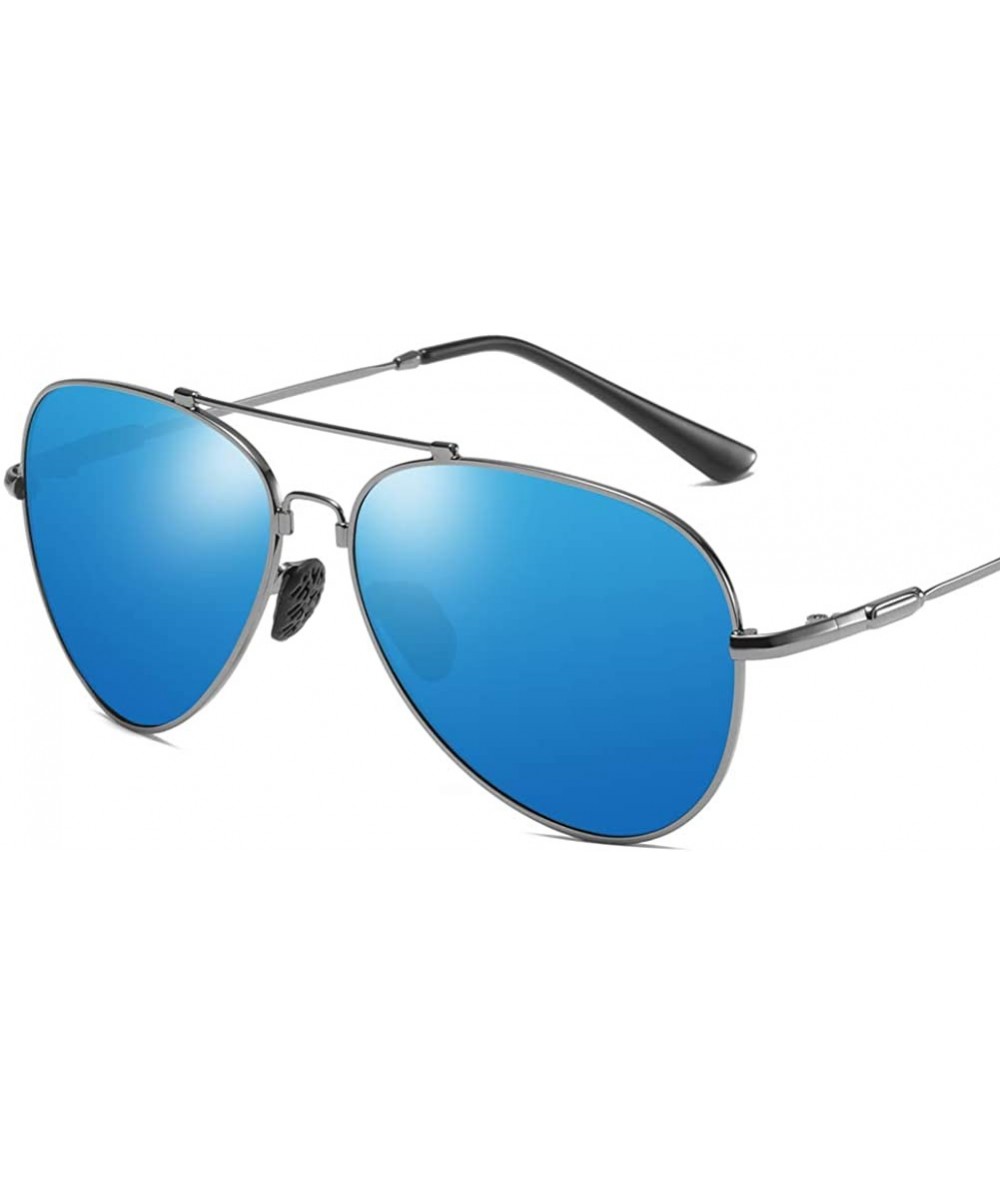 Oversized Fashion TAC lenses Polit Polarized Sunglasses for Men Women - Grey Blue - CM18O52DD4G $24.62