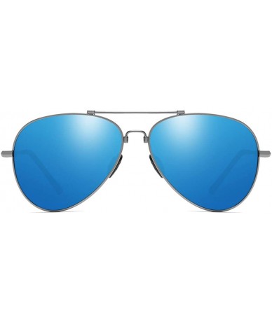 Oversized Fashion TAC lenses Polit Polarized Sunglasses for Men Women - Grey Blue - CM18O52DD4G $24.62