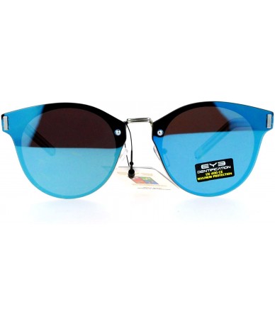 Rimless Rimless Futuristic Half Horn Rim Hipster Sunglasses - Blue Revo - CI12CJL0SPL $23.21