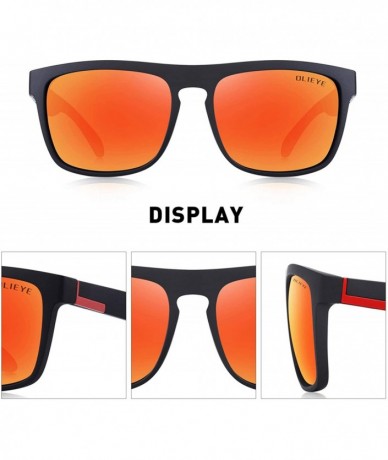 Square Vintage Polarized Sunglasses for Women&Men 100% UV Protection Fashion Square Oversized Sunglasses - Red Mirror - C118Z...