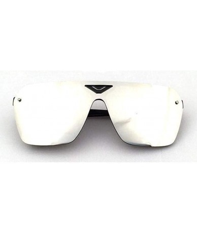 Oval Goggle Plastic Male Driving Sports Men Dazzling Sunglasses Trendy Retro Sun Glasses - Silver - CS199XG8IQN $19.36