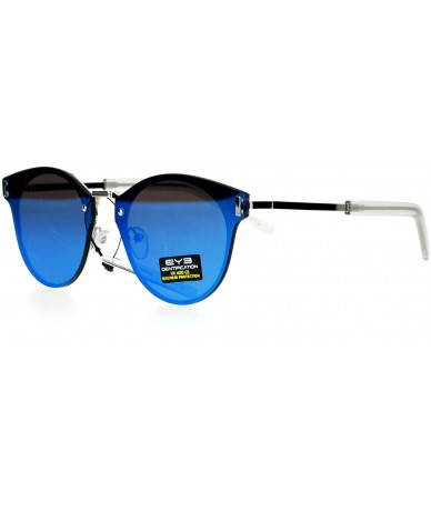 Rimless Rimless Futuristic Half Horn Rim Hipster Sunglasses - Blue Revo - CI12CJL0SPL $23.21