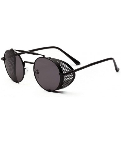 Round Metal frame hollow round men's red film retro punk women's fashion brand designer sunglasses UV400 - Black - CK18AZNTQS...