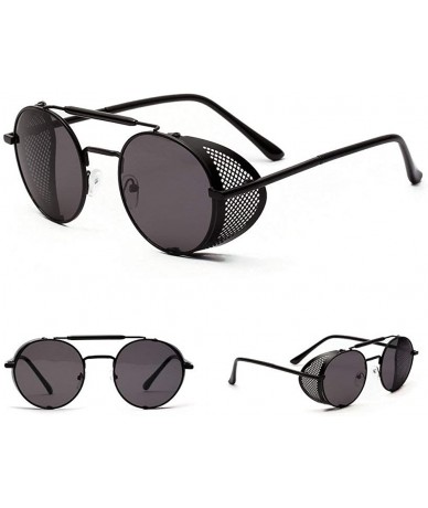 Round Metal frame hollow round men's red film retro punk women's fashion brand designer sunglasses UV400 - Black - CK18AZNTQS...