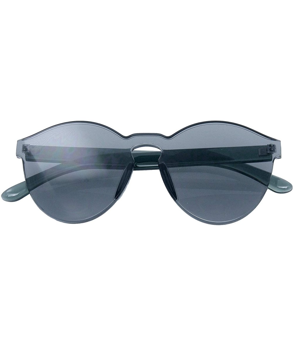 Rimless Womens Round Transparent Candy Sunglasses Sun Shades Men Luxury 8 Colors - Black - CB18KXMGI9N $19.14