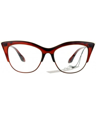 Cat Eye Womens High Point Squared Half Rim Look Cat Eye Glasses - Brown - CY121RDOVXH $20.37