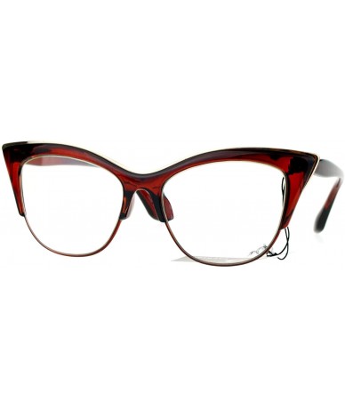 Cat Eye Womens High Point Squared Half Rim Look Cat Eye Glasses - Brown - CY121RDOVXH $20.37