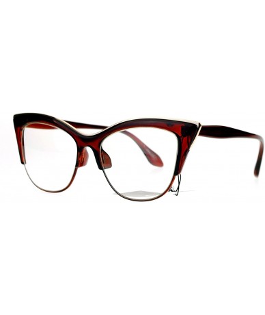 Cat Eye Womens High Point Squared Half Rim Look Cat Eye Glasses - Brown - CY121RDOVXH $20.37