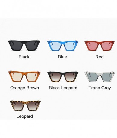 Oversized Fashion Luxury Brand Designer Vintage Flat Top Sunglasses Women Black Leopard - Black - CS18XAL7K68 $18.24