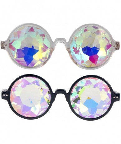 Goggle Rave Festival Kaleidoscope Glasses Rainbow Prism Sunglasses for Women Men - Black+white (Round) - CX18SNZ4I89 $31.85