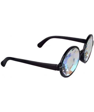 Goggle Rave Festival Kaleidoscope Glasses Rainbow Prism Sunglasses for Women Men - Black+white (Round) - CX18SNZ4I89 $31.85