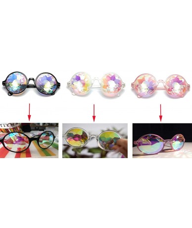 Goggle Rave Festival Kaleidoscope Glasses Rainbow Prism Sunglasses for Women Men - Black+white (Round) - CX18SNZ4I89 $31.85