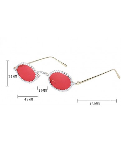 Oval Fashion Luxury Rhinestone Sunglasses Women 2019 Small Oval Blingbling Diamond Sun Glasses Female Round Eyewear - CX18AZM...