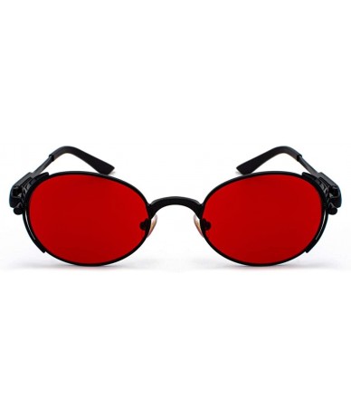 Round Steampunk Round Sunglasses Women Retro Metal Oval Vintage Sun Glasses for Men - Black With Red - CM18SS965QD $21.00