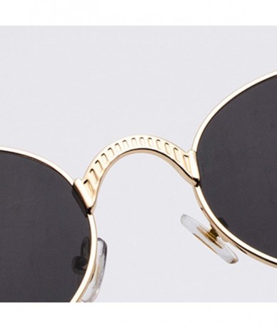 Round Steampunk Round Sunglasses Women Retro Metal Oval Vintage Sun Glasses for Men - Black With Red - CM18SS965QD $21.00