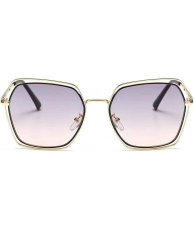 Aviator Retro Aviator Sunglasses For Men Women Vintage Square Sunglasses - Gold-gray-pink - CF18XT06KNT $20.77