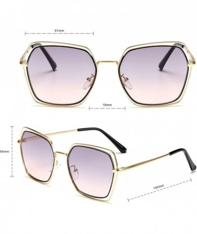 Aviator Retro Aviator Sunglasses For Men Women Vintage Square Sunglasses - Gold-gray-pink - CF18XT06KNT $20.77