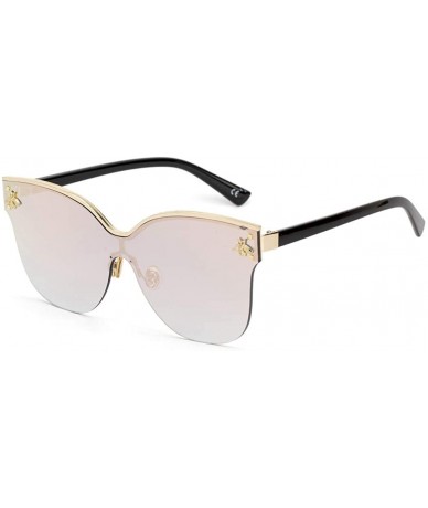 Aviator Fashion big frame one-piece sunglasses - PC lens metal frame trend sunglasses - D - C618SCN4QX2 $81.78