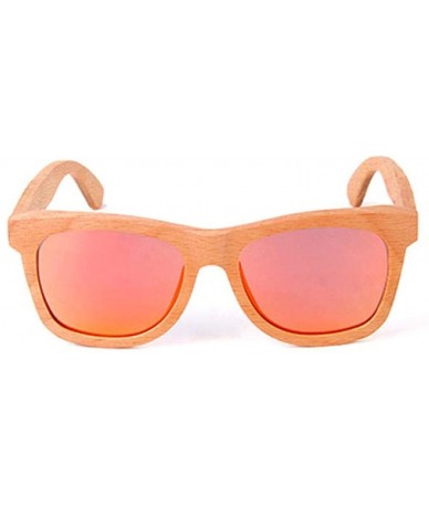 Goggle Trendy wooden frame glasses Polarized sunglasses for men and women - Red Yellow - CU18XK06LK7 $56.13