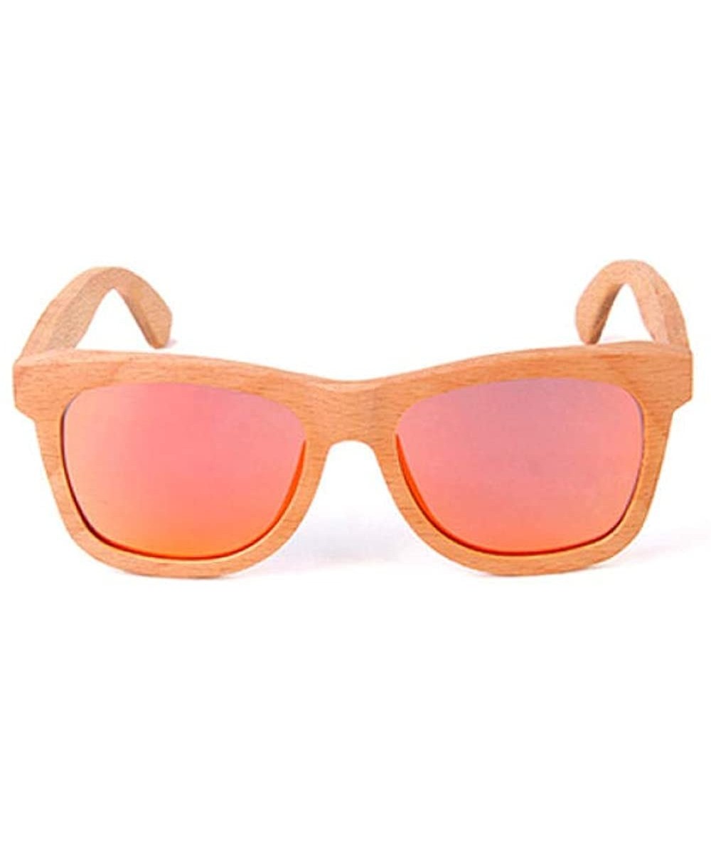 Goggle Trendy wooden frame glasses Polarized sunglasses for men and women - Red Yellow - CU18XK06LK7 $56.13