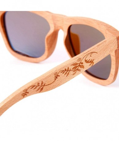 Goggle Trendy wooden frame glasses Polarized sunglasses for men and women - Red Yellow - CU18XK06LK7 $56.13