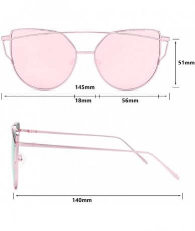 Oversized Sunglasses for Women - Cat Eye Mirrored/Transparent Flat Lenses Metal Frame Sunglasses UV400 - CL18LK99SU7 $18.21