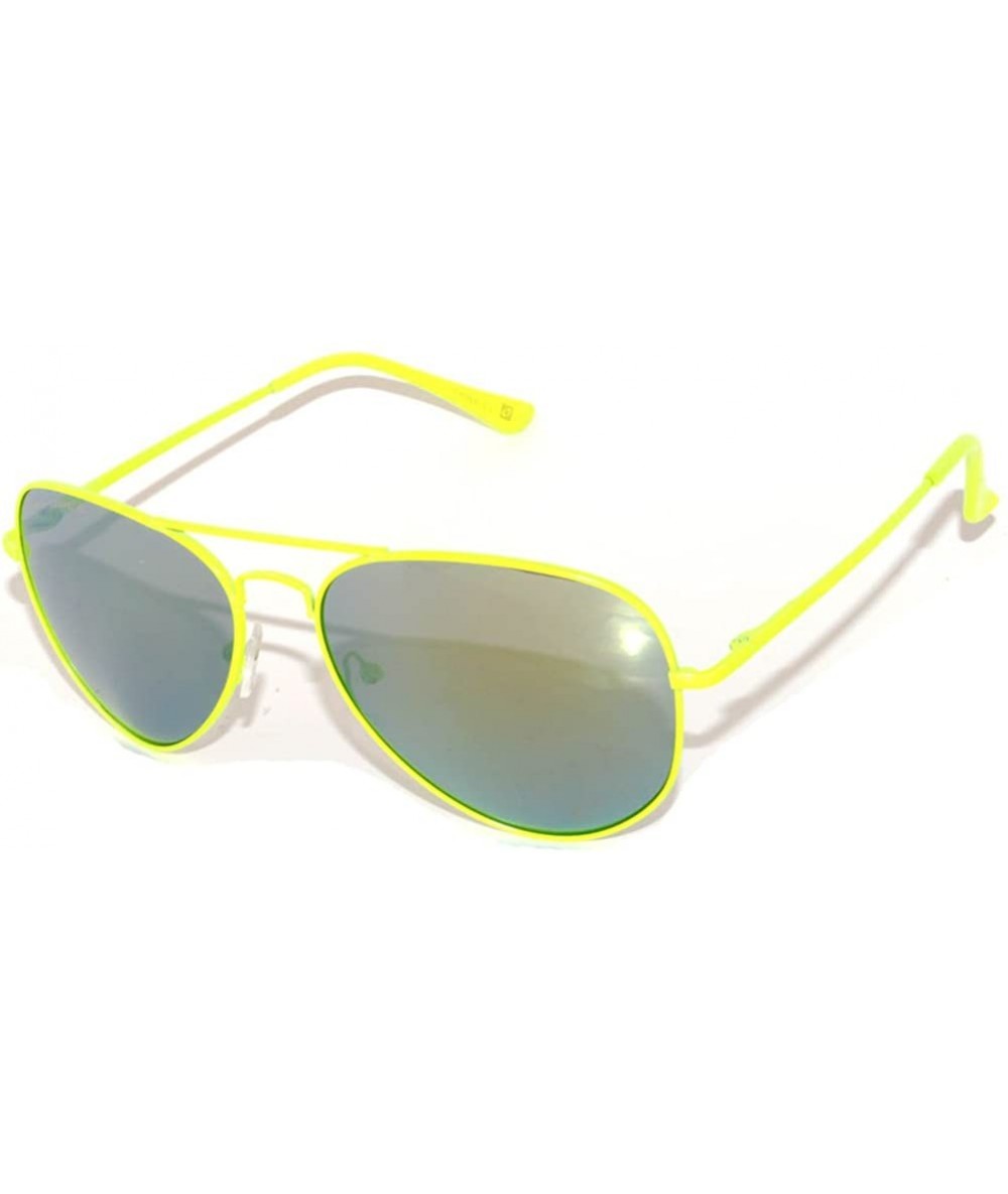 Aviator Aviator Style Sunglasses Yellow-Green Metal Frame Full Mirror Lens Gold Color - CM11MA4VQC1 $17.66