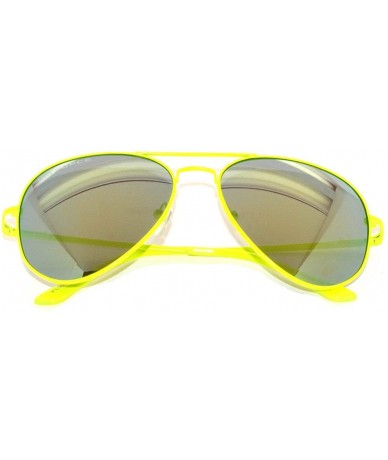 Aviator Aviator Style Sunglasses Yellow-Green Metal Frame Full Mirror Lens Gold Color - CM11MA4VQC1 $17.66