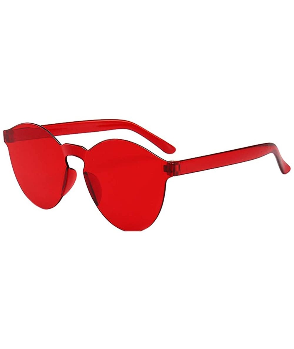 Square Oversized Sunglasses Transparent Colorful - Red - CC18QECRHDD $17.23