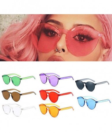 Square Oversized Sunglasses Transparent Colorful - Red - CC18QECRHDD $17.23