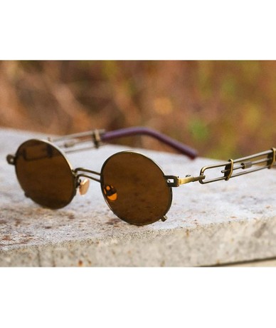 Round Retro Steampunk sunglasses metal Round sunglasses for men women portection eyes Vintage sunglasses - 5 - C318ATS85YD $2...