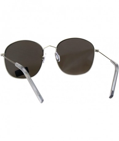 Rectangular Retro Thin Metal Frame Rectangular Color Mirrored 90s Sunglasses - Silver Blue - CQ18EQ04H27 $18.09