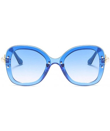 Square Fashion Vintage 2019 Brand Designer Oversized Women Square Gradient Sun glasses UV400 - Blue - CG18ME5M6XA $21.72