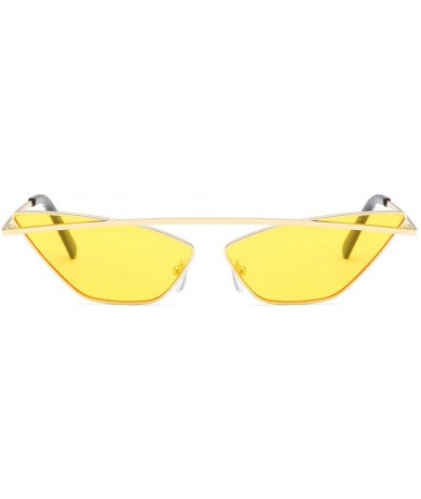 Cat Eye Sunglasses Polygon Vintage Glasses - Yellow - CN18UDG0GXG $24.11