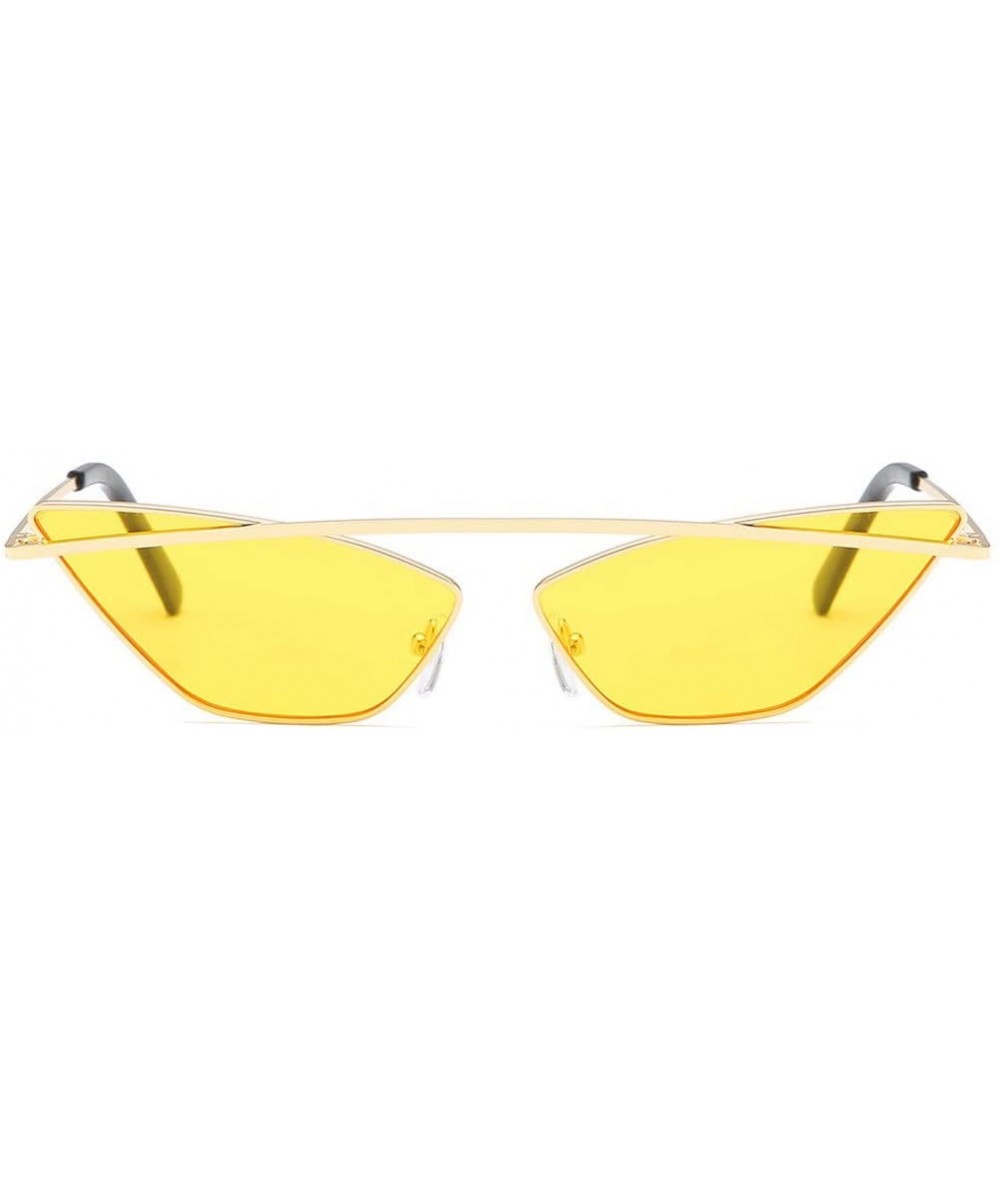 Cat Eye Sunglasses Polygon Vintage Glasses - Yellow - CN18UDG0GXG $24.11