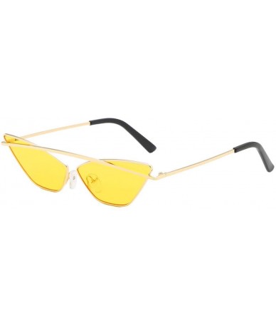 Cat Eye Sunglasses Polygon Vintage Glasses - Yellow - CN18UDG0GXG $24.11