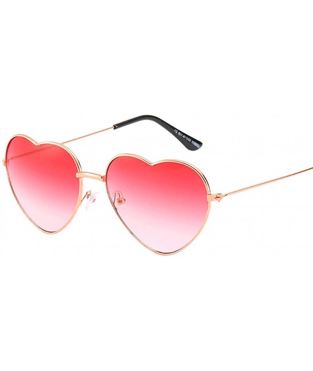 Aviator Heart Sunglasses Thin Metal Frame Lovely Aviator Style for Women Radiation Protection - Multicolor5 - C518NT04AWG $16.77