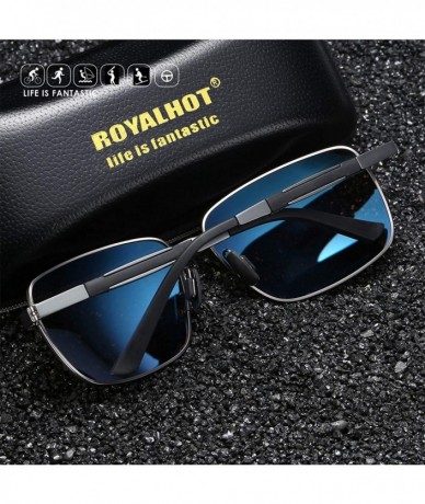 Square Polarized Square Sunglasses Al-Mg for Men Driving Sun Glasses Womens - Black Yellow - CP1953XTX70 $27.66