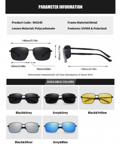 Square Polarized Square Sunglasses Al-Mg for Men Driving Sun Glasses Womens - Black Yellow - CP1953XTX70 $27.66