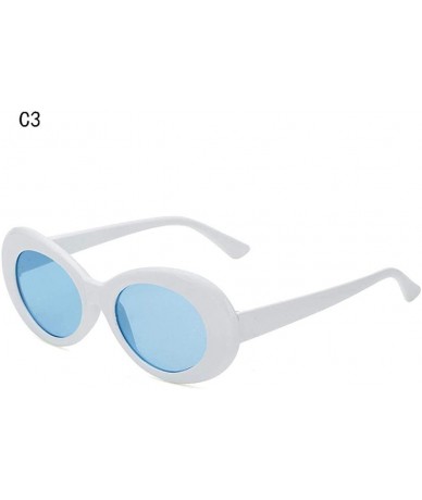 Oval Popular Fashion Style Oval Sunglasses Women Classic Retro Round Frame White C1 - C3 - CF18XE0D5DT $17.03