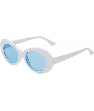 Oval Popular Fashion Style Oval Sunglasses Women Classic Retro Round Frame White C1 - C3 - CF18XE0D5DT $17.03