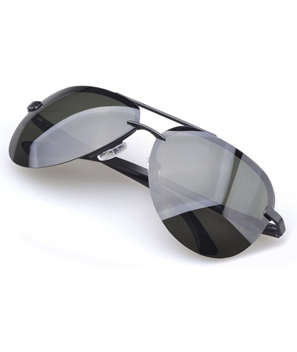 Rimless Mens Oversize Sunglasses Rimless Frame Cool Design TAC Lens - Black/Green - CI11Z94DQNH $34.90