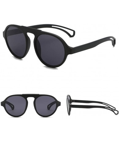 Round Round Oversized Sunglasses for Women Men Flat Top Fashion Shades Plastic Frame UV400 - C - CD18U8XX4OQ $16.94