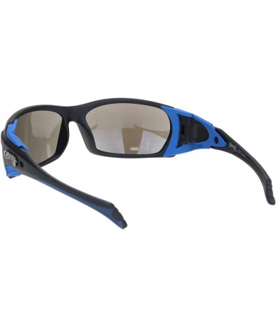 Wrap Sunglasses Mens Wrap Around Oval Rectangular Bikers Shades UV 400 - Black Blue (Blue Mirror) - CC194AL2NRK $22.12