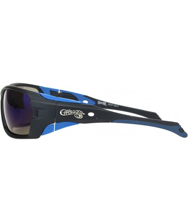 Wrap Sunglasses Mens Wrap Around Oval Rectangular Bikers Shades UV 400 - Black Blue (Blue Mirror) - CC194AL2NRK $22.12